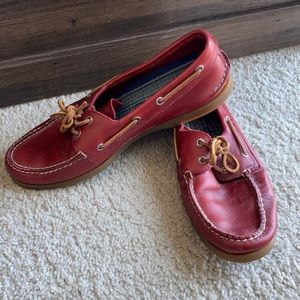 Red Leather Sperry Topsiders